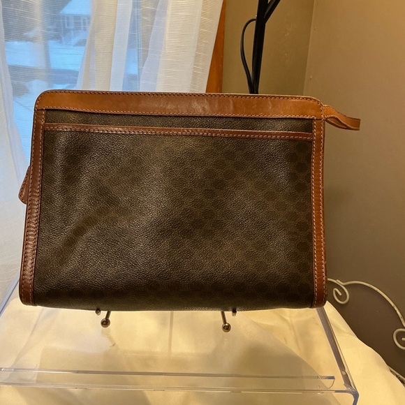 CELINE Paris Vintage Macadam Wristlet / Clutch – Brown Coated Canvas & Leather - Picture 5 of 9